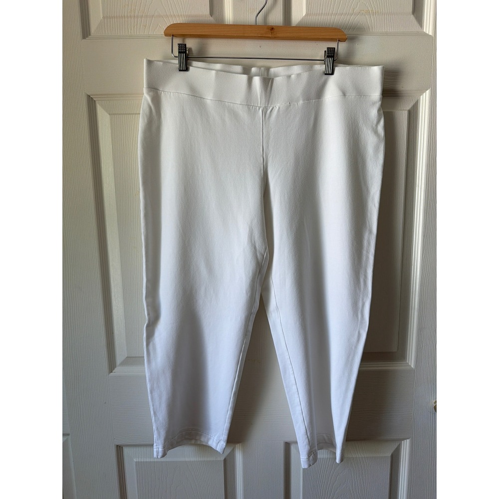 Pure Jill Slim-Leg Cropped Pants L White Pima Cotton Modal Stretch Basic